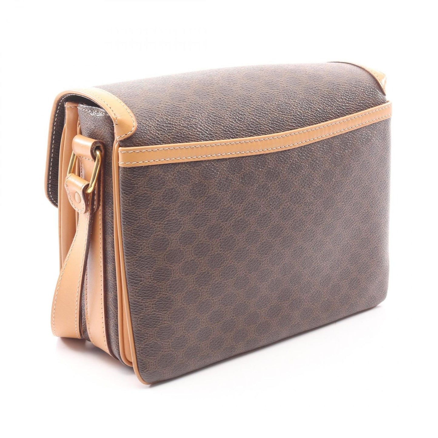 Celine Shoulder Bag Macadam Dark Brown Canvas Leather — view 2