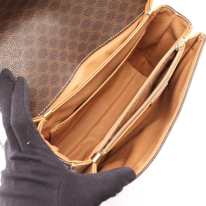Celine Shoulder Bag Macadam Dark Brown Canvas Leather — view 3