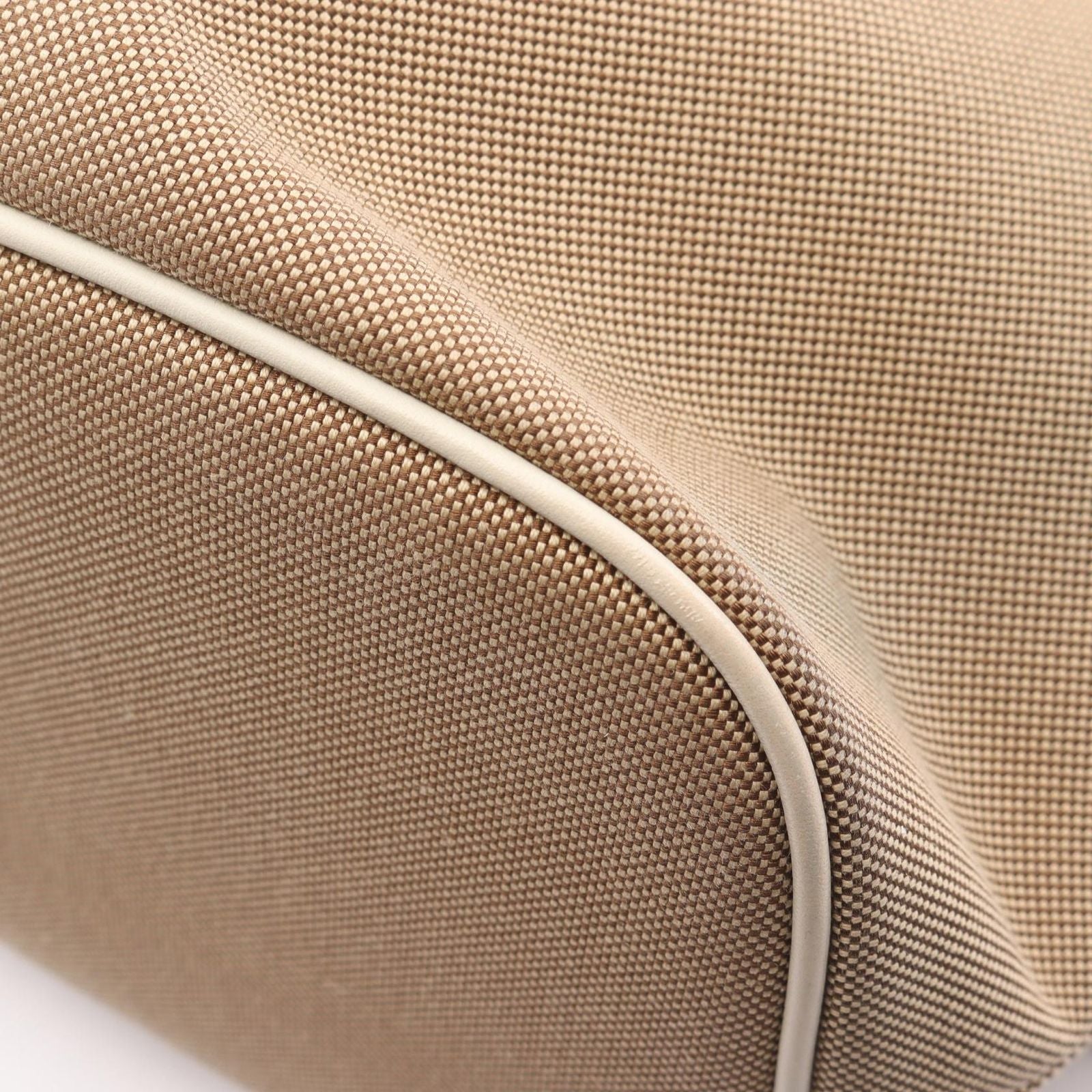 Prada Lada Handbag Logo Jacquard 2-Way Beige White Canvas Leather — view 5