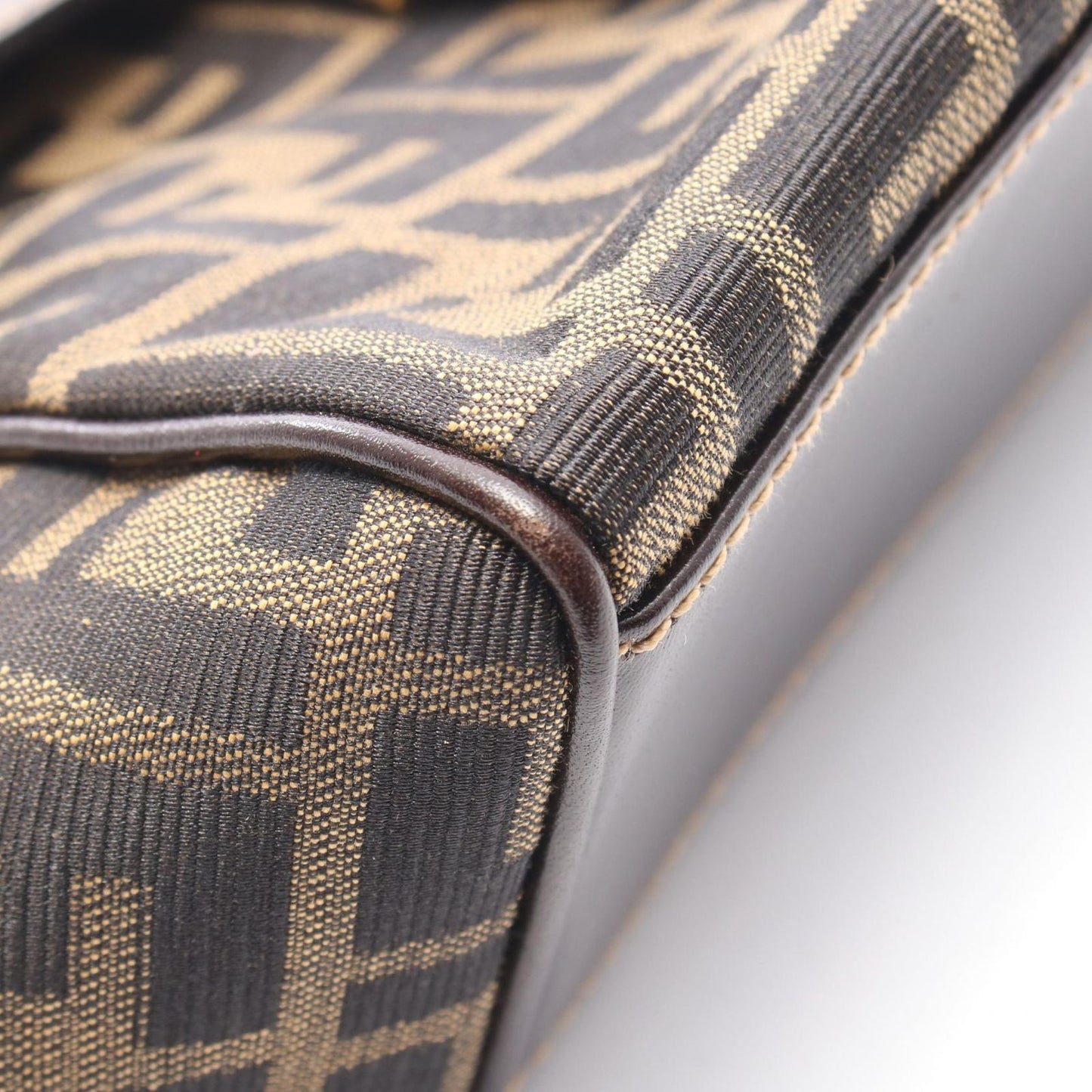 Fendi Shoulder Bag Brown Canvas Leather — view 7