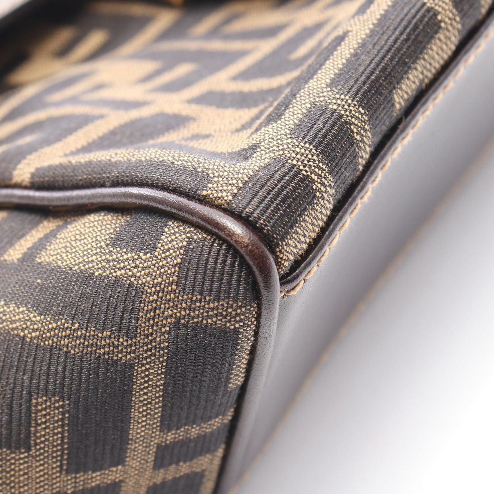 Fendi Shoulder Bag Brown Canvas Leather — view 7