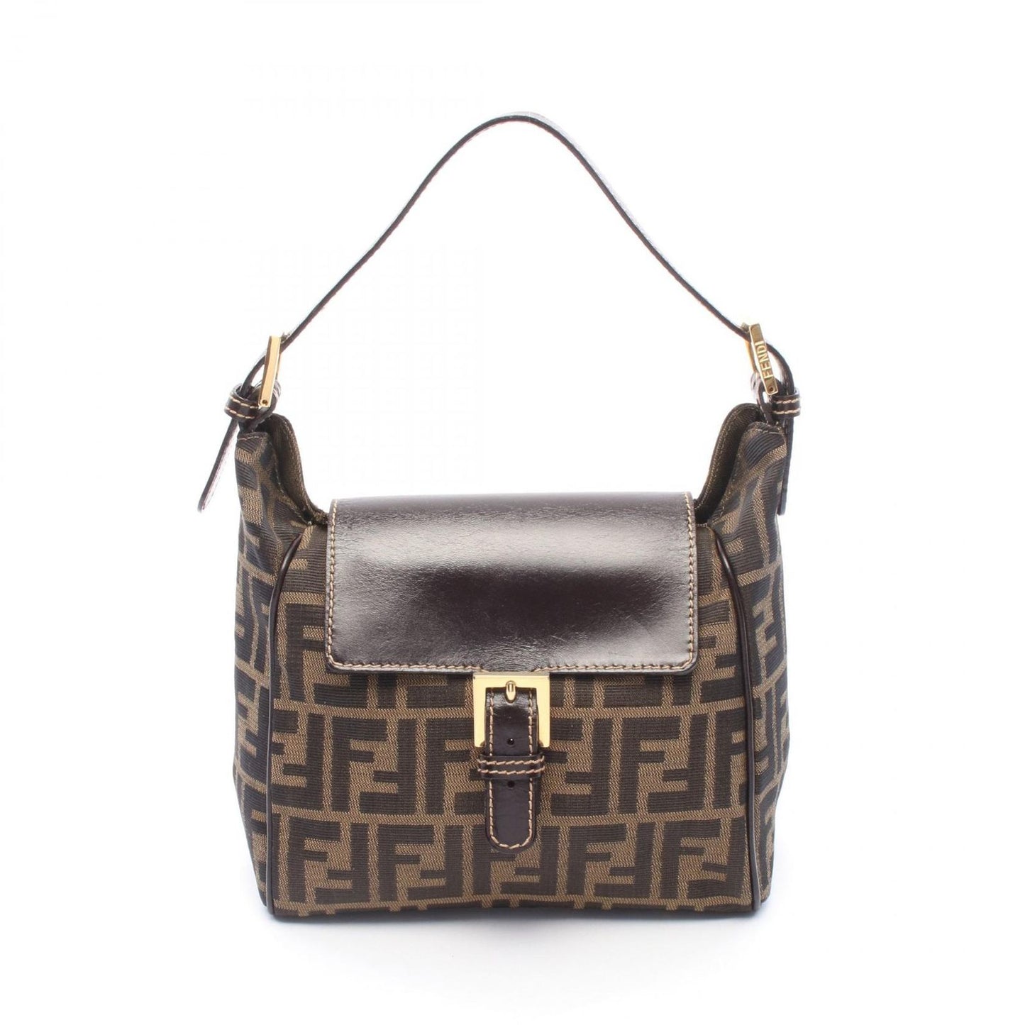 Fendi Shoulder Bag Brown Canvas Leather