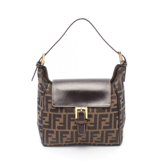 Fendi Shoulder Bag Brown Canvas Leather