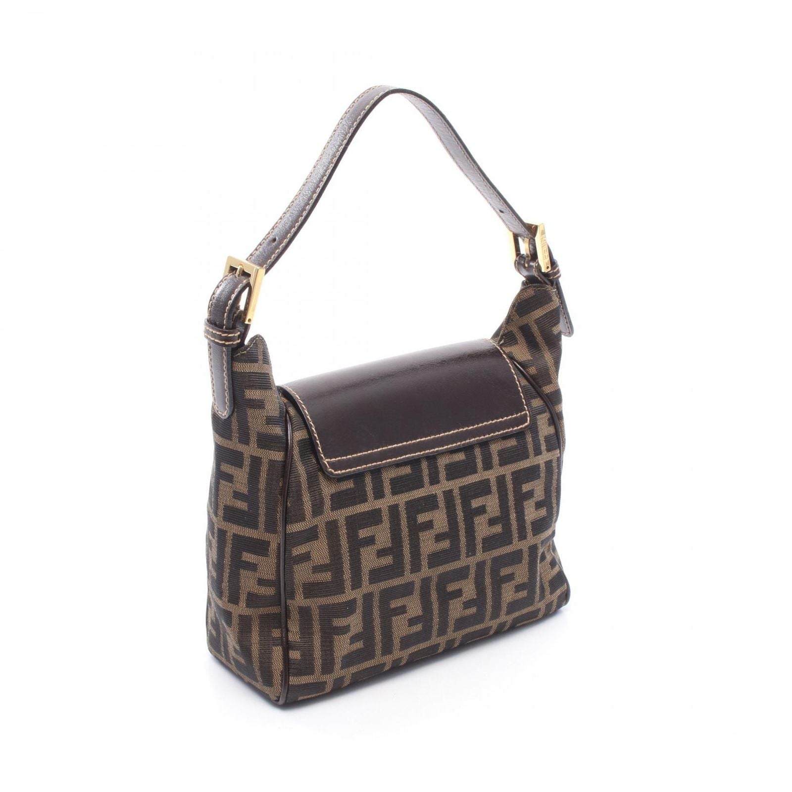 Fendi Shoulder Bag Brown Canvas Leather — view 2