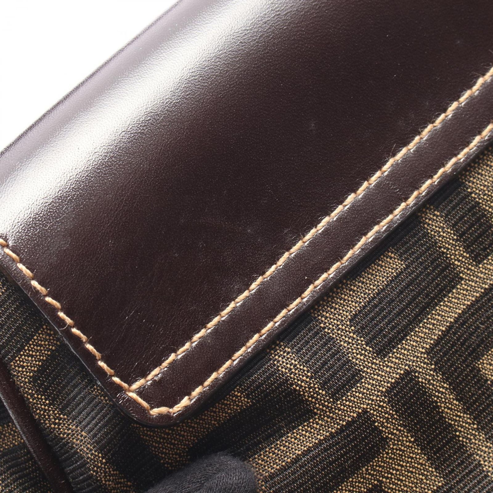 Fendi Shoulder Bag Brown Canvas Leather — view 6
