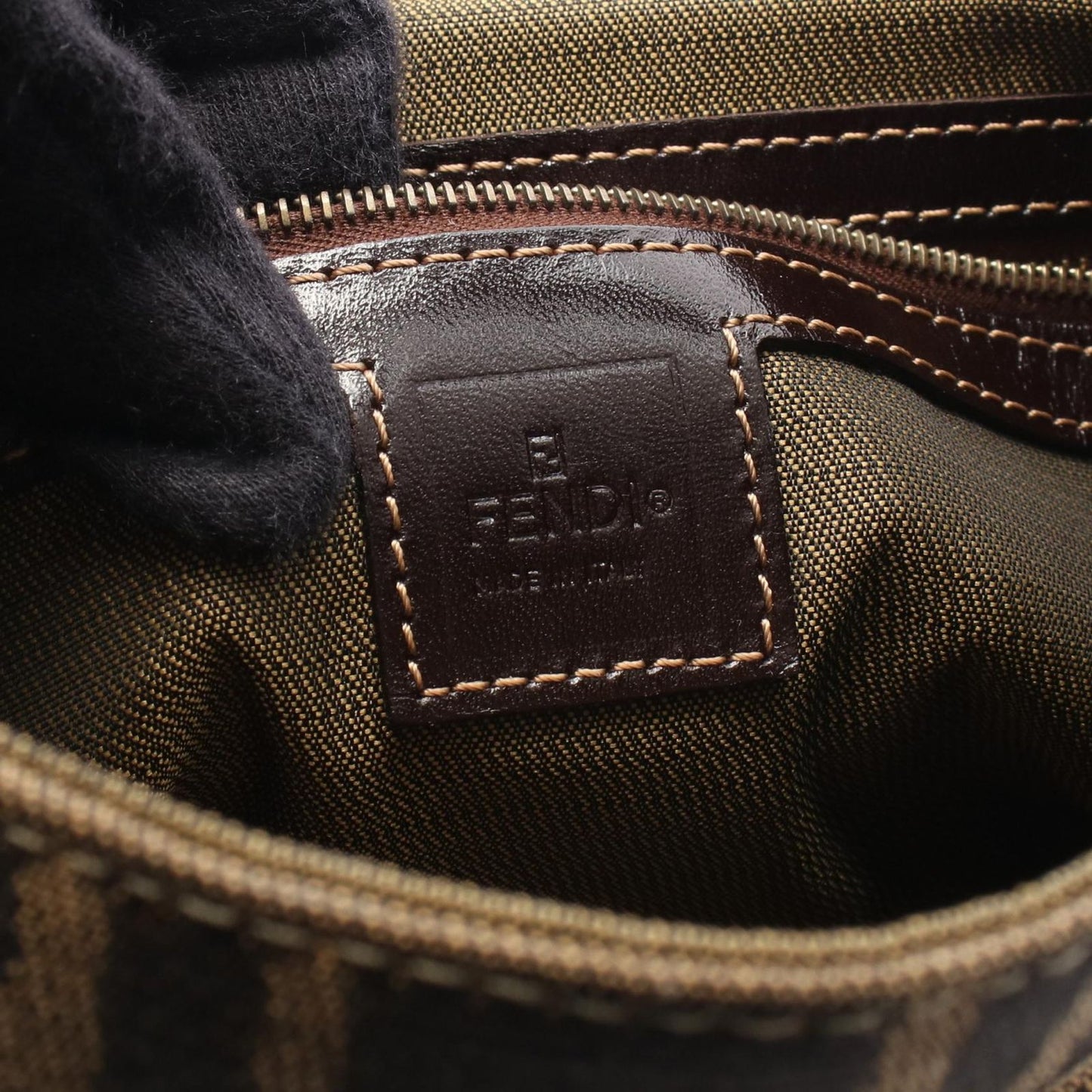 Fendi Shoulder Bag Brown Canvas Leather — view 4