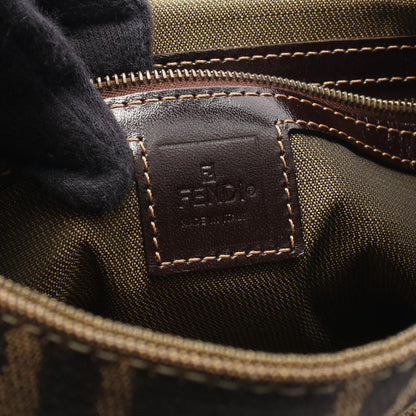 Fendi Shoulder Bag Brown Canvas Leather — view 4