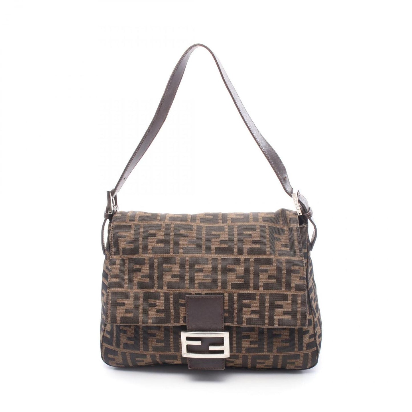 Fendi Shoulder Bag Brown Canvas Leather