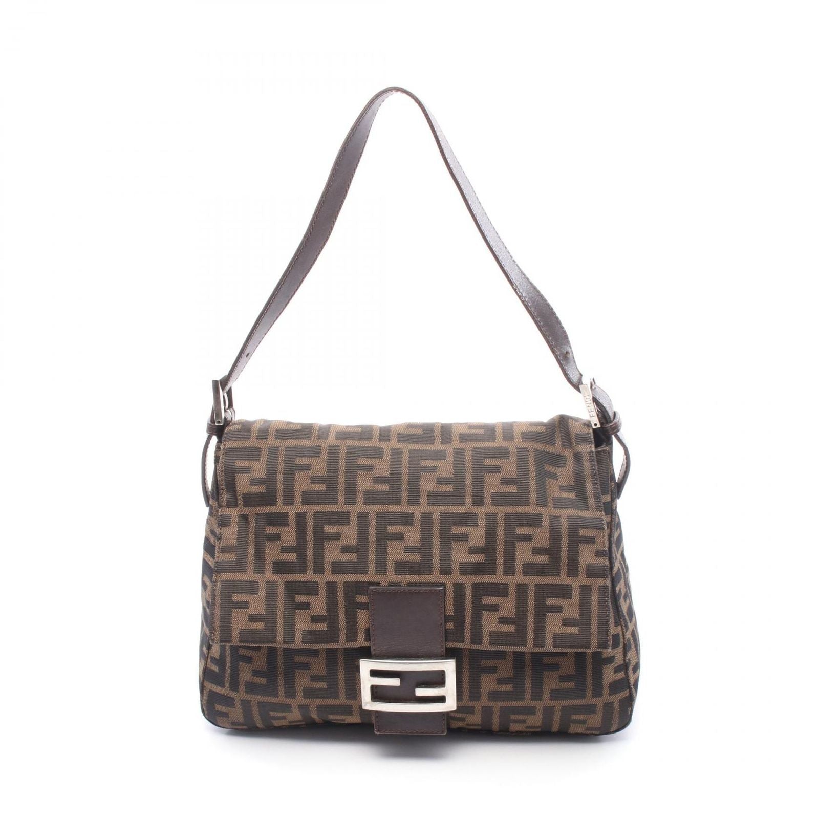 Fendi Shoulder Bag Brown Canvas Leather