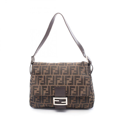 Fendi Shoulder Bag Brown Canvas Leather