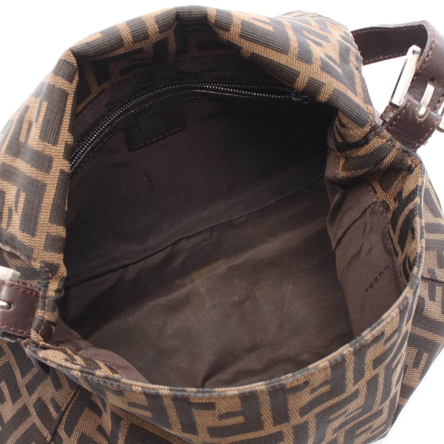 Fendi Shoulder Bag Brown Canvas Leather — view 3