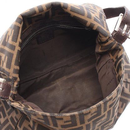 Fendi Shoulder Bag Brown Canvas Leather — view 3