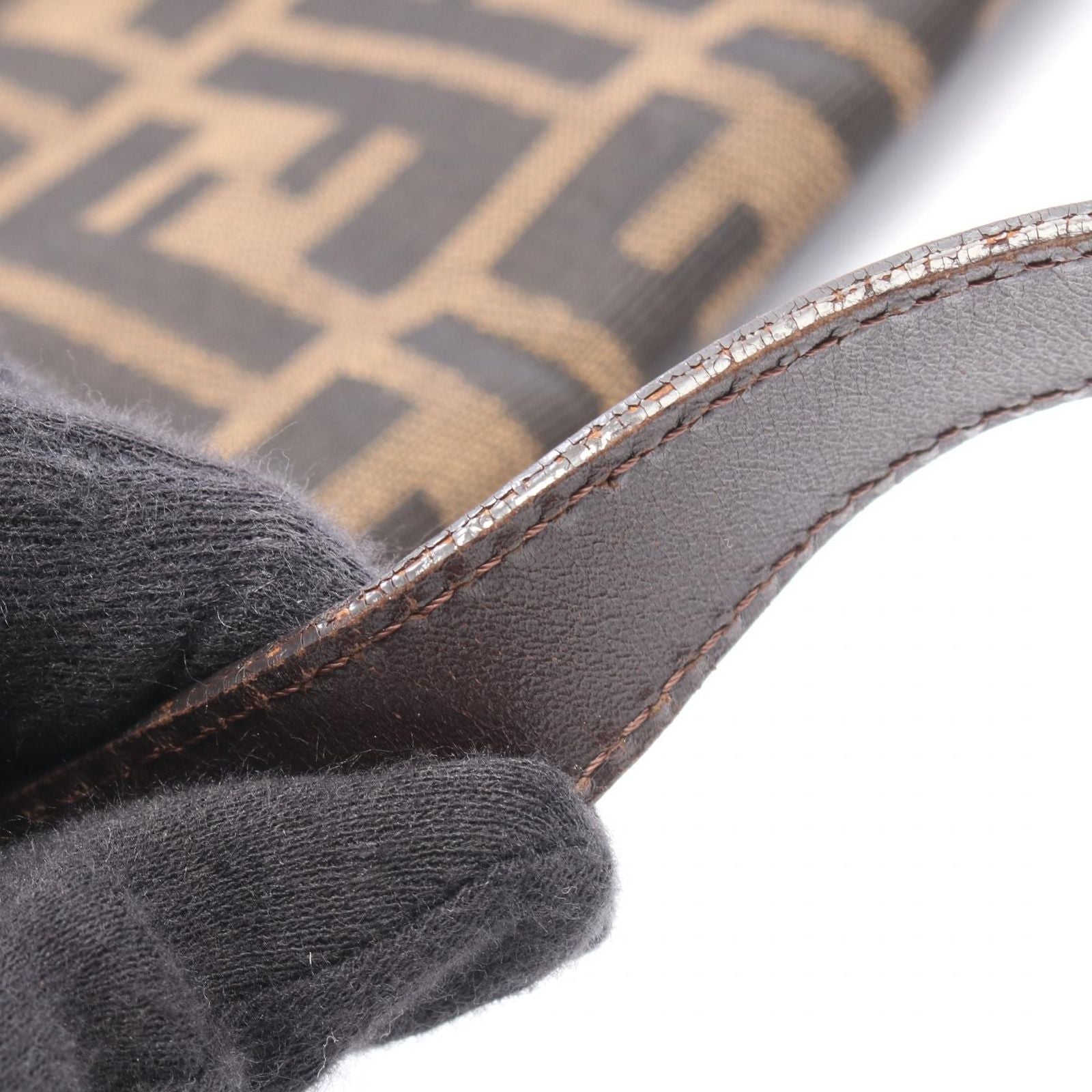 Fendi Shoulder Bag Brown Canvas Leather — view 7