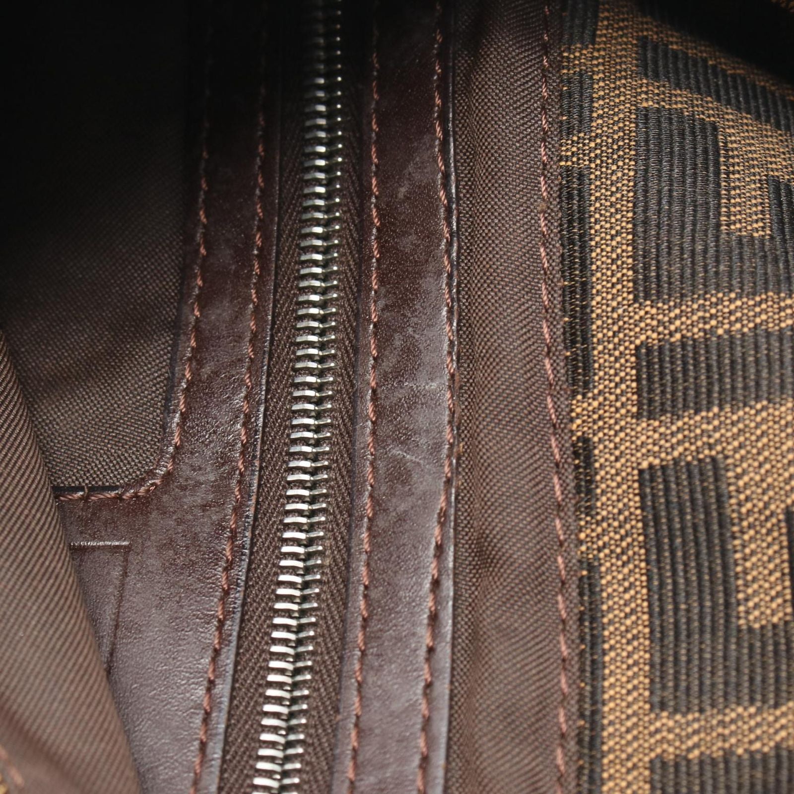 Fendi Shoulder Bag Brown Canvas Leather — view 9