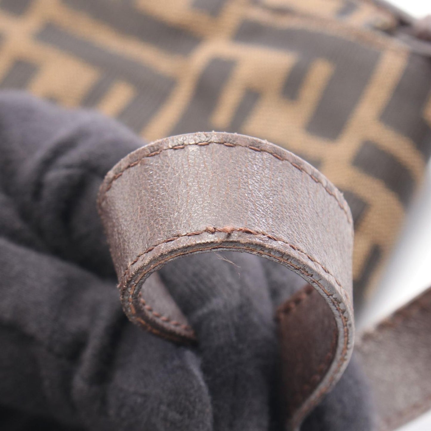 Fendi Shoulder Bag Brown Canvas Leather — view 6