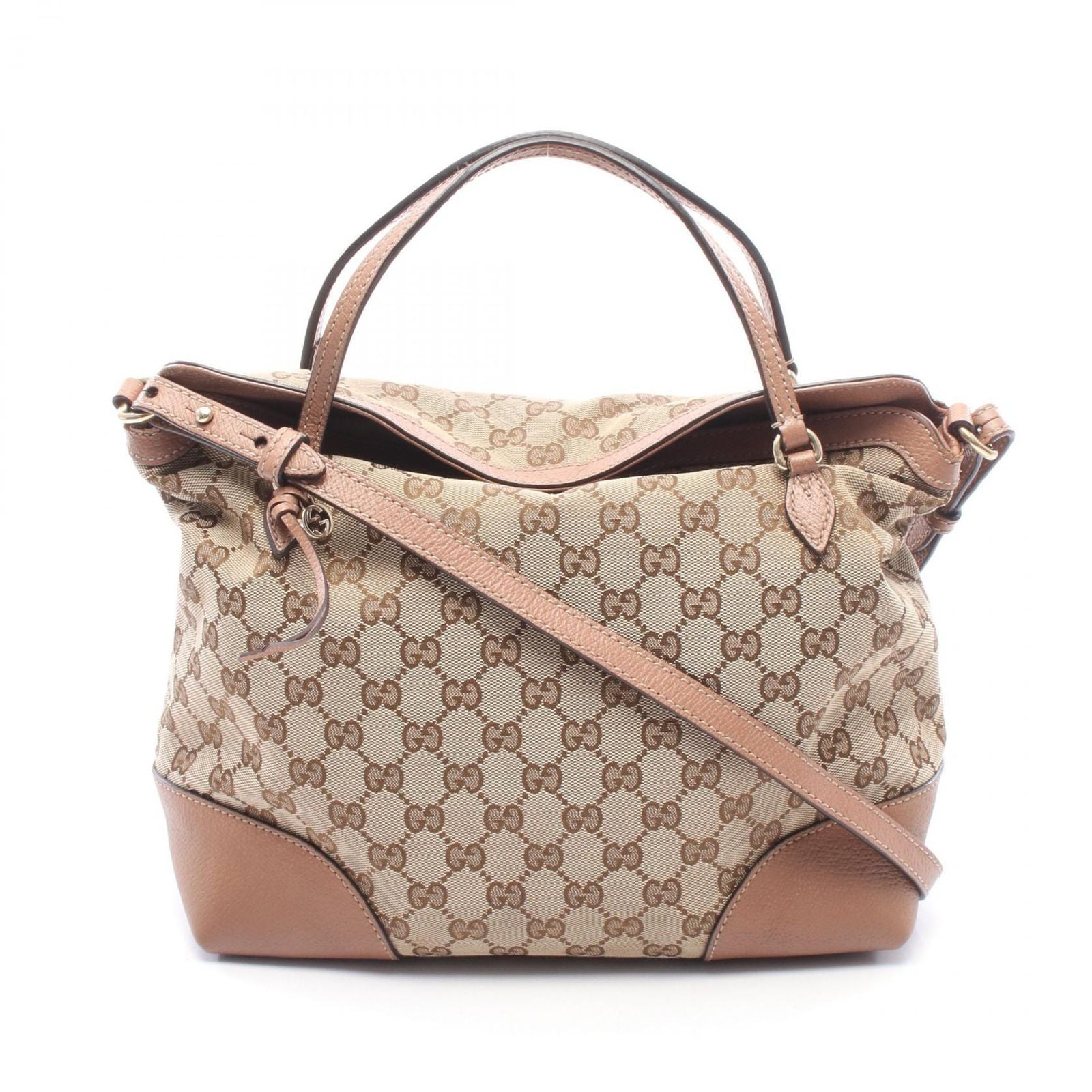 Gucci Handbag Bree Guccissima 2-Way Beige Canvas Leather