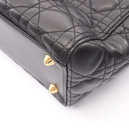 Dior Dio Handbag Ladydio Cannage 2-Way Black Leather Tote — view 7