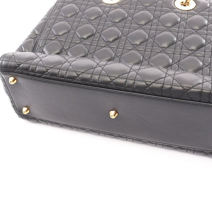 Dior Dio Handbag Ladydio Cannage 2-Way Black Leather Tote — view 8