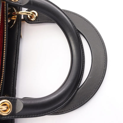 Dior Dio Handbag Ladydio Cannage 2-Way Black Leather Tote — view 6