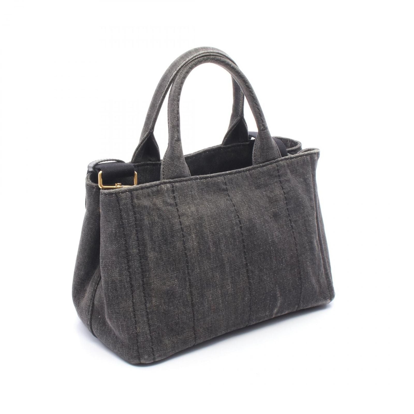 Prada Lada Tote Denim Canapa 2-Way Black — view 2