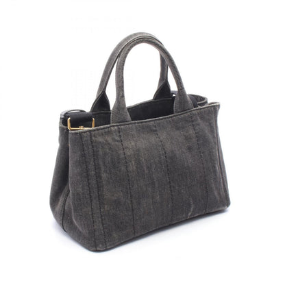 Prada Lada Tote Denim Canapa 2-Way Black — view 2