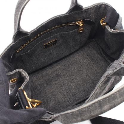 Prada Lada Tote Denim Canapa 2-Way Black — view 3