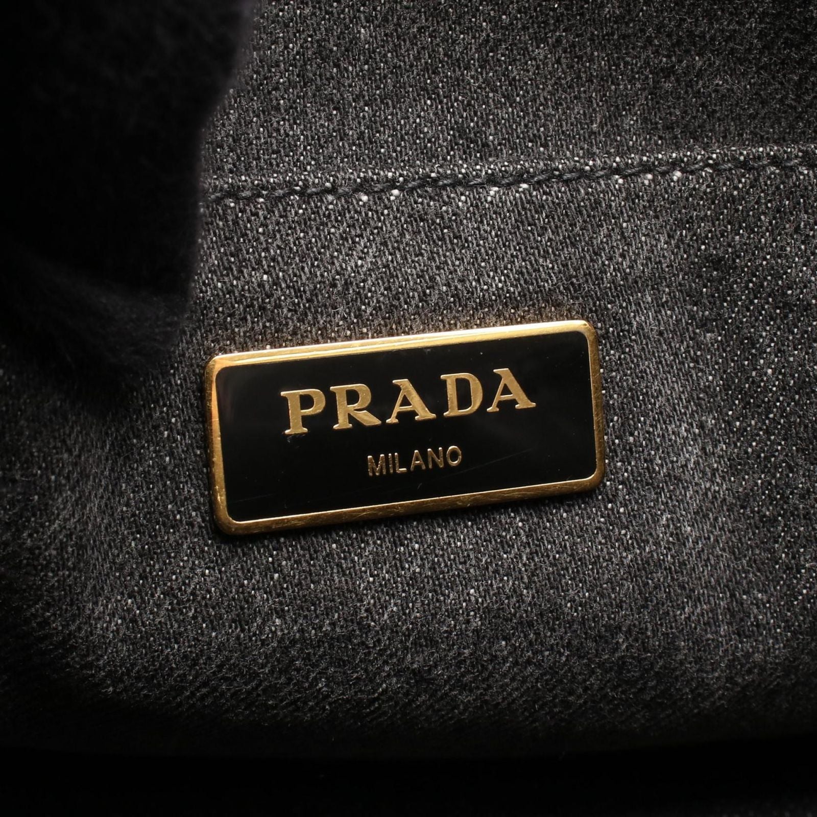 Prada Lada Tote Denim Canapa 2-Way Black — view 4