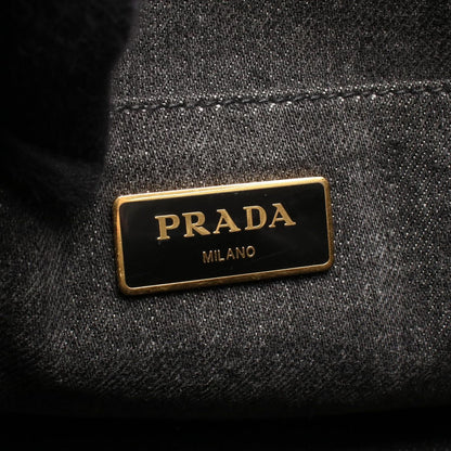 Prada Lada Tote Denim Canapa 2-Way Black — view 4