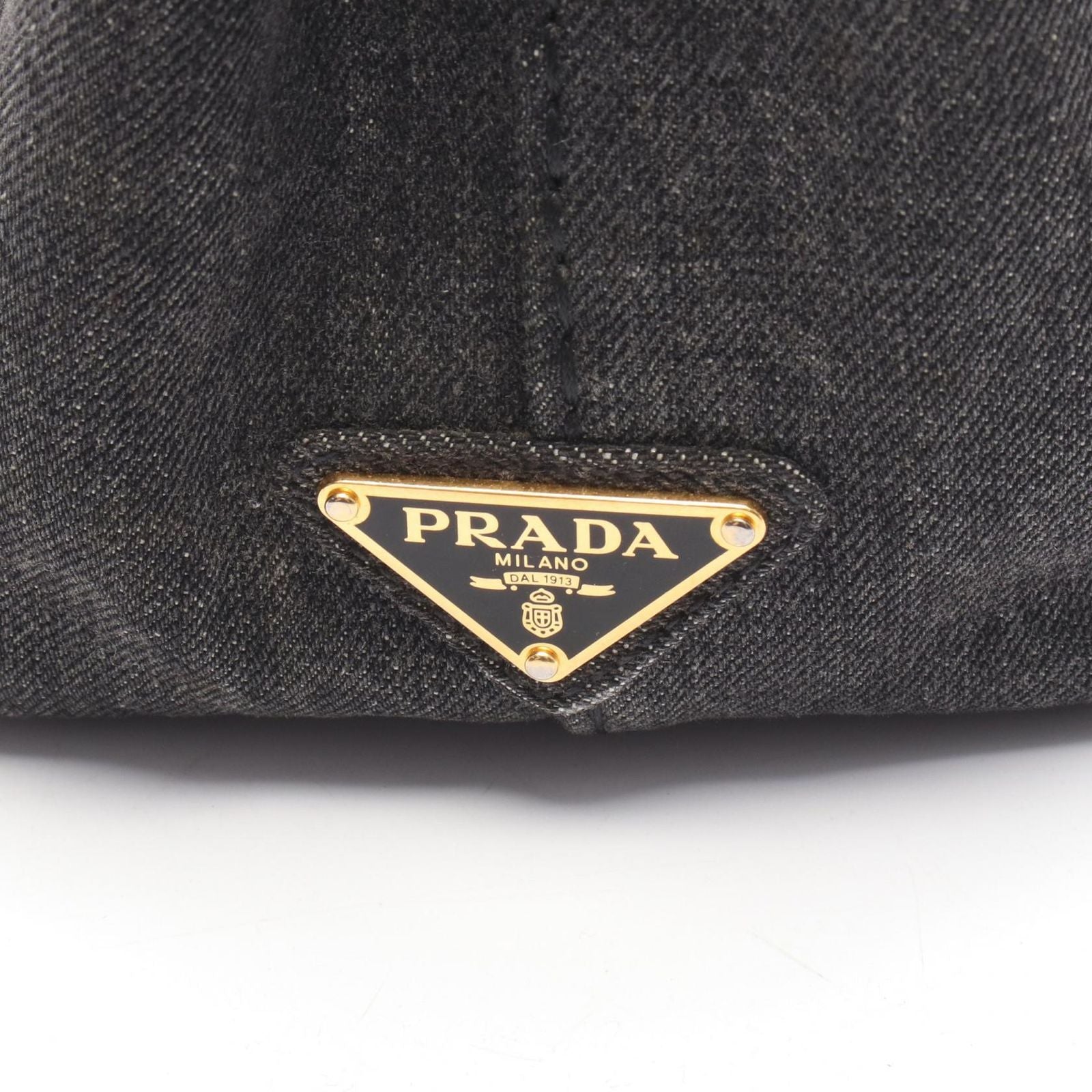 Prada Lada Tote Denim Canapa 2-Way Black — view 5