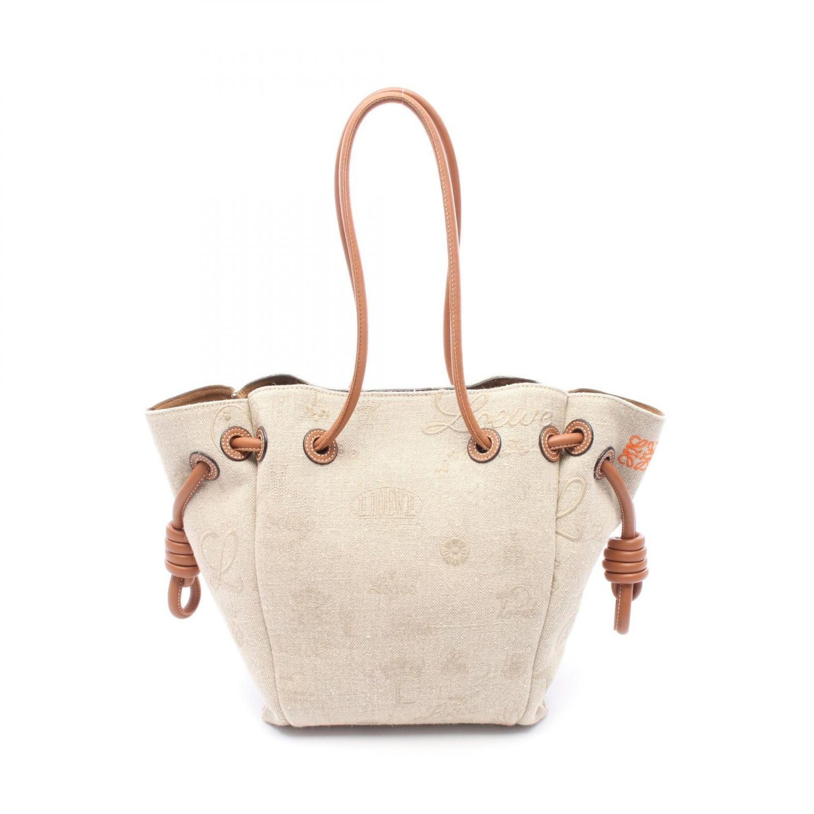 Loewe Tote Ofto Beige Brown Canvas Leather