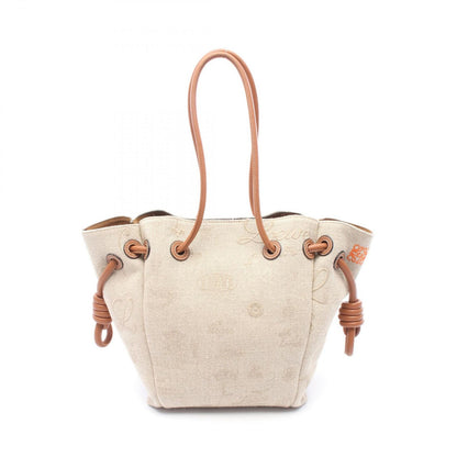 Loewe Tote Ofto Beige Brown Canvas Leather