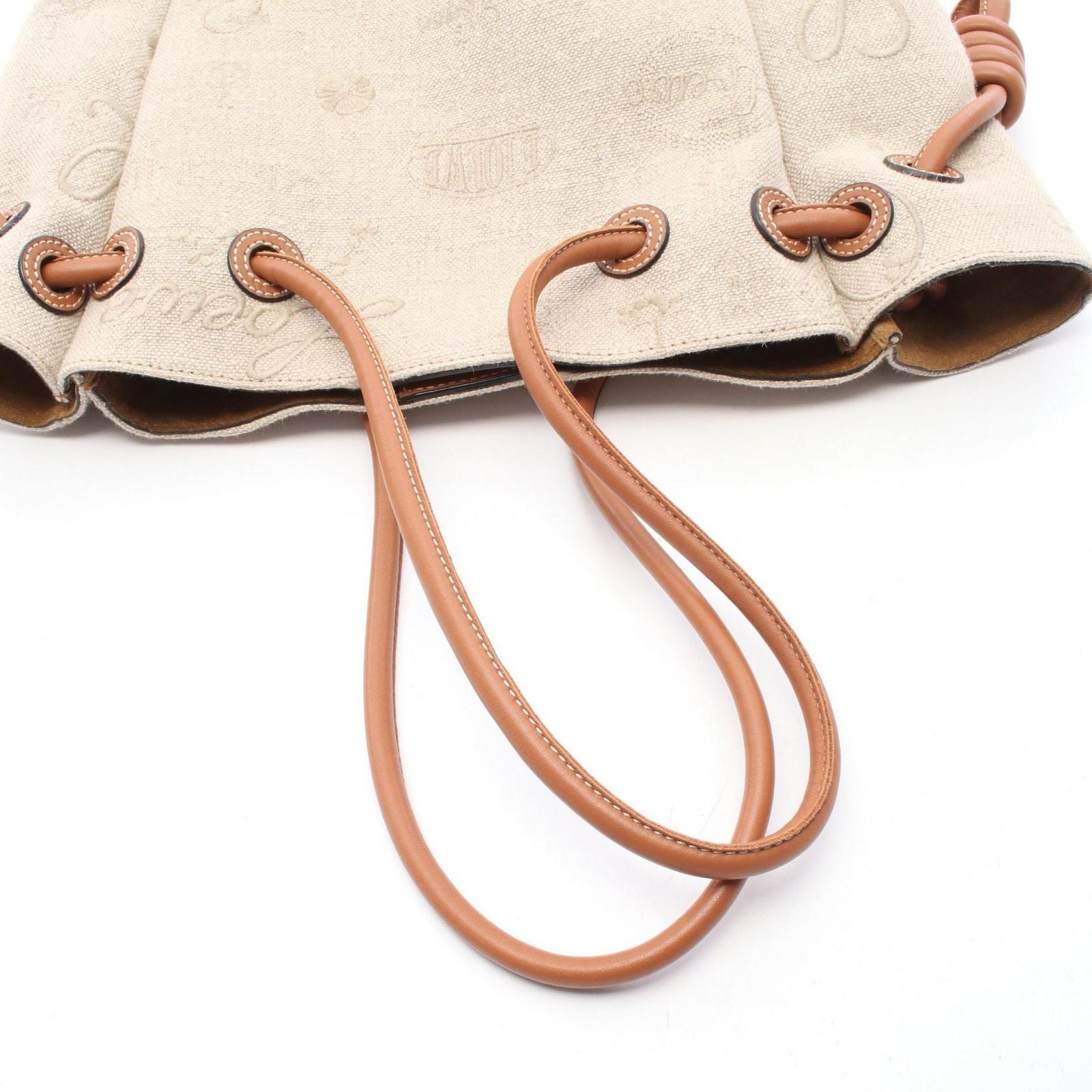 Loewe Tote Ofto Beige Brown Canvas Leather — view 6