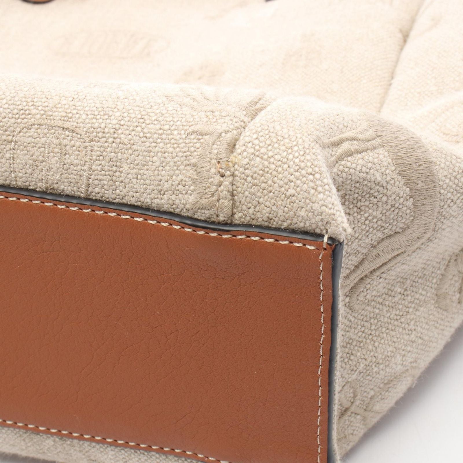 Loewe Tote Ofto Beige Brown Canvas Leather — view 7
