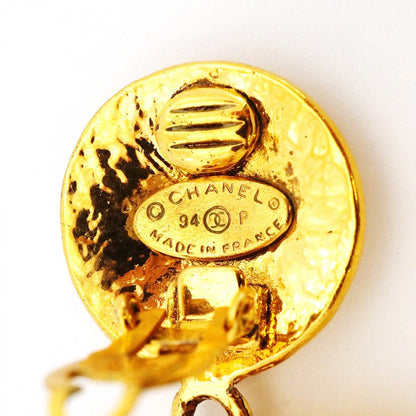 Chanel Earrings Vintage CC Logo Quilted Gold Plated — view 4