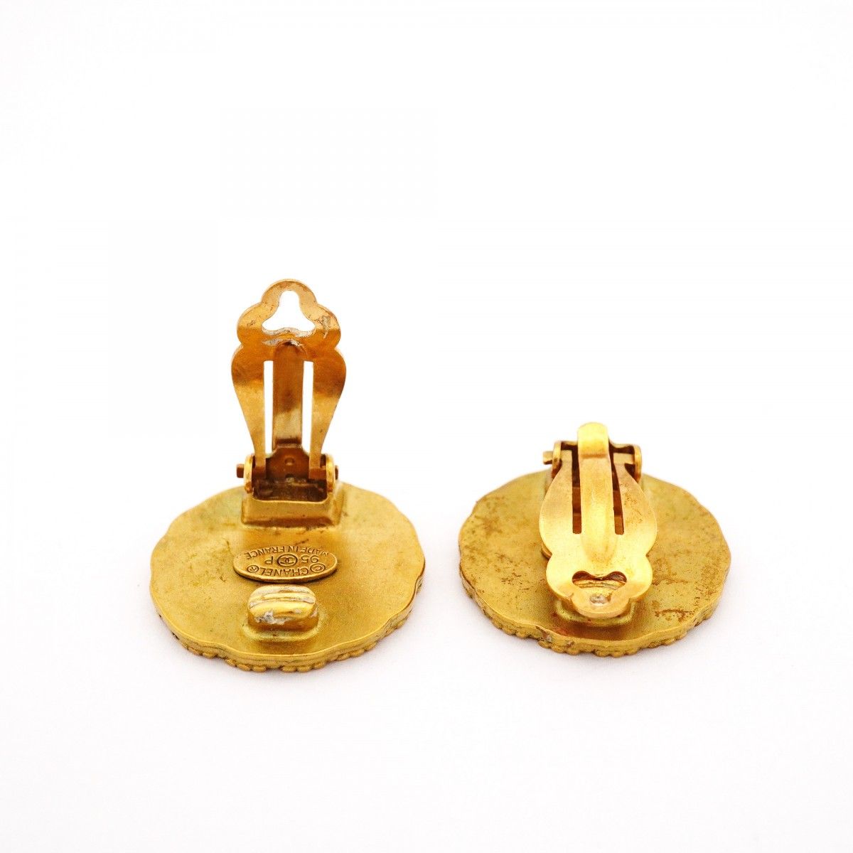 Chanel Earrings Vintage CC Logo Gold Plated — view 3