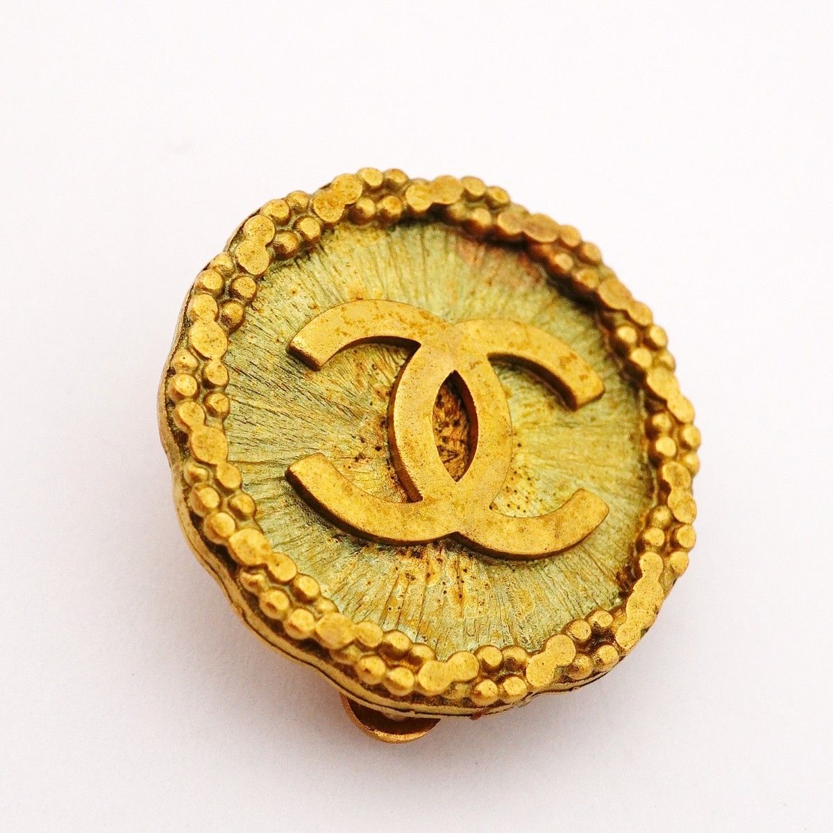 Chanel Earrings Vintage CC Logo Gold Plated — view 6