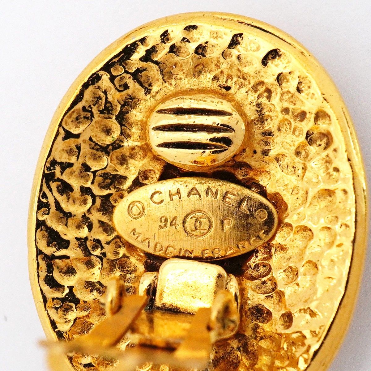 Chanel Earrings Vintage CC Logo Gold Plated — view 4