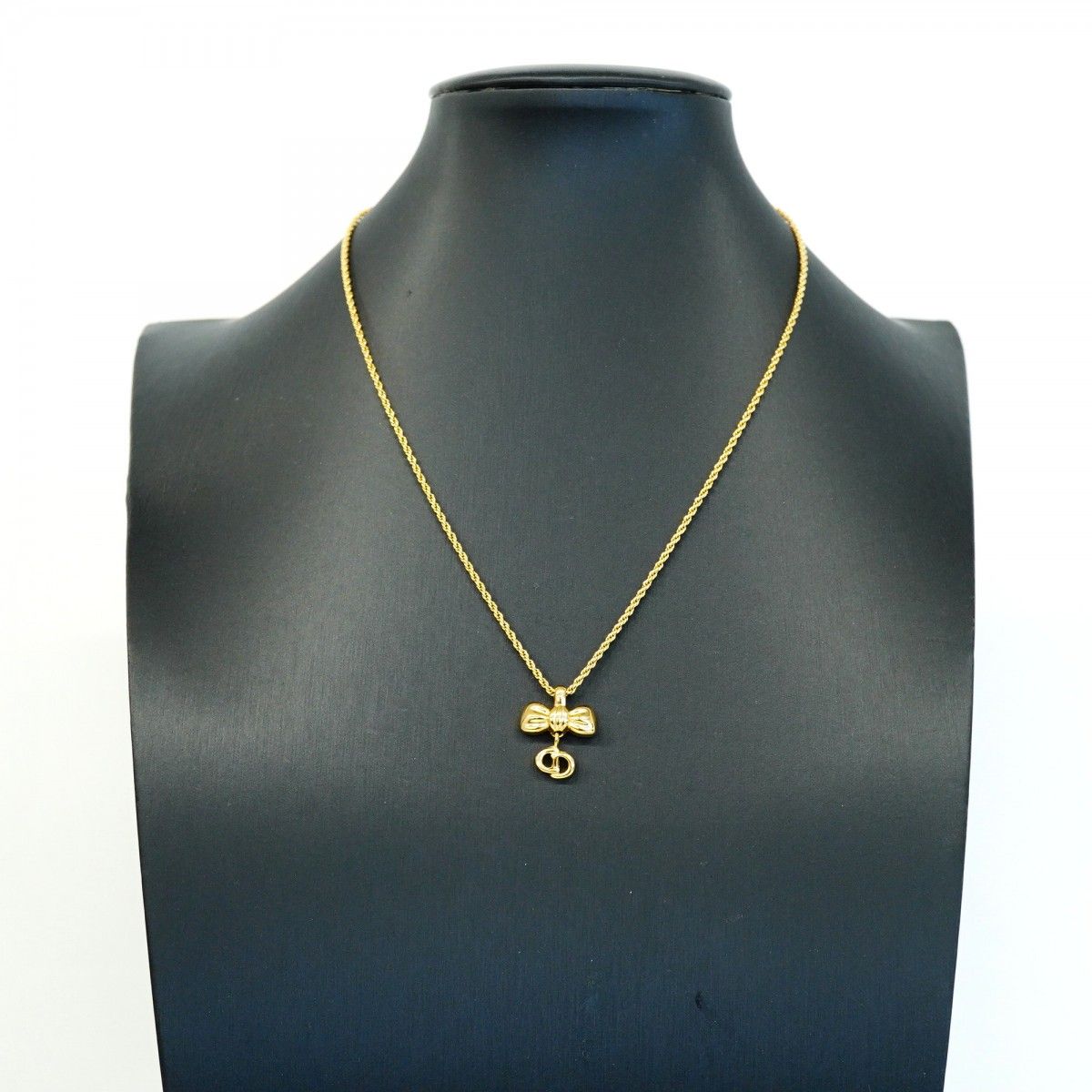 Dior Necklace CD Logo Ribbon Motif Gold Plated — view 5
