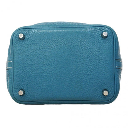 Hermes Handbag Picotin Lock PM Taurillon Clemence Blue Jean Silver — view 3