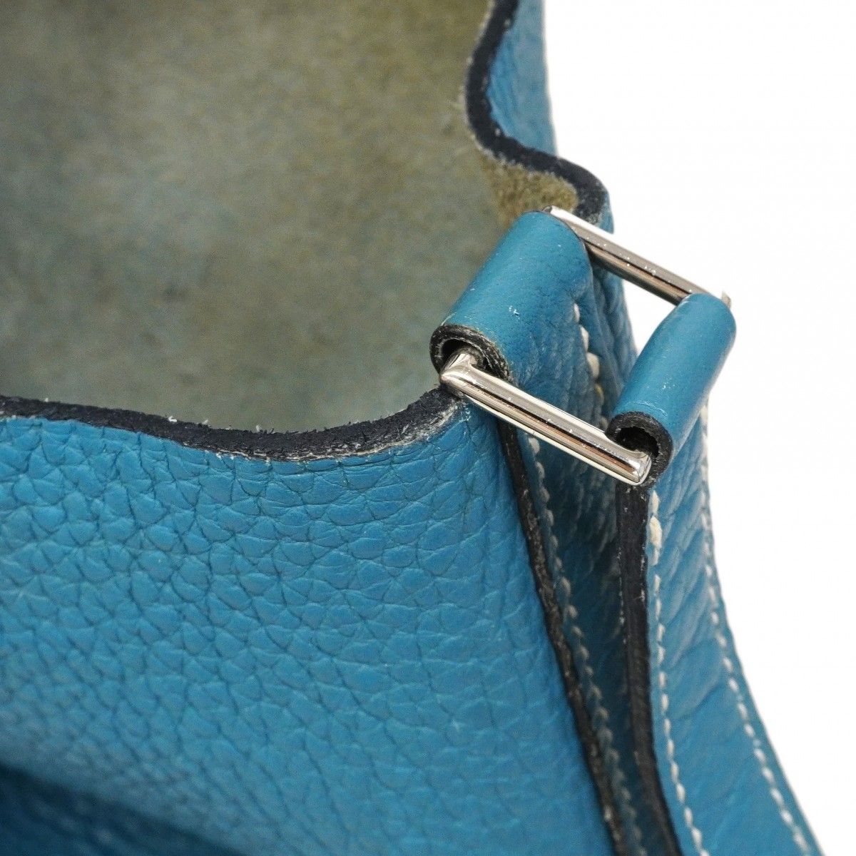 Hermes Handbag Picotin Lock PM Taurillon Clemence Blue Jean Silver — view 8
