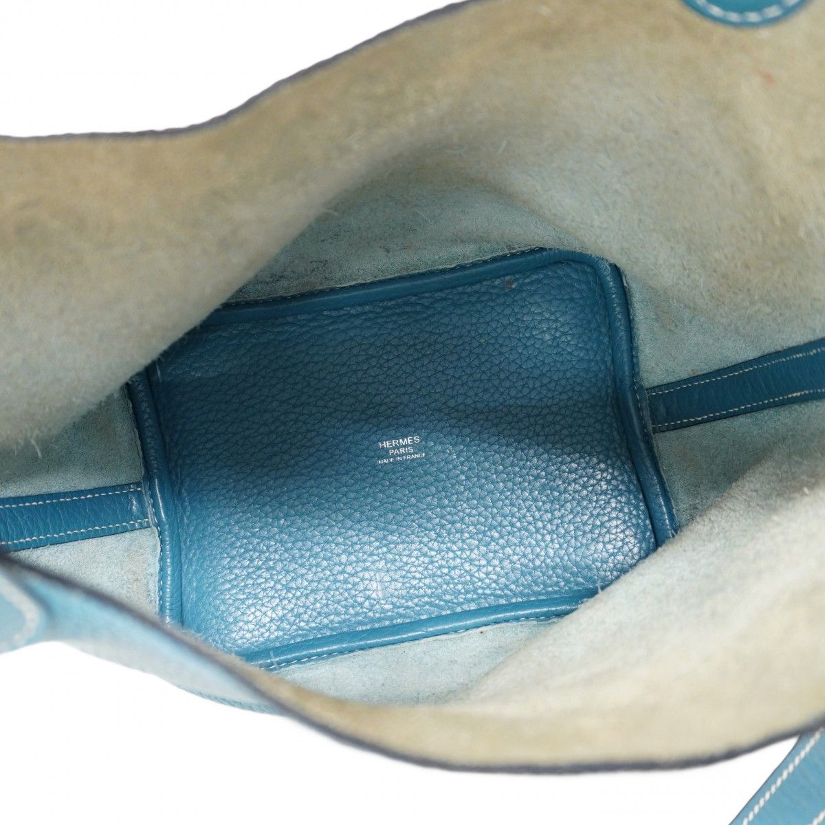 Hermes Handbag Picotin Lock PM Taurillon Clemence Blue Jean Silver — view 4