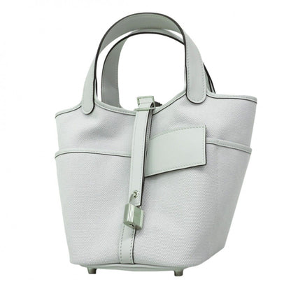 Hermes Handbag Picotin Lock Cargo PM Swift Toile Elan Gray Platinum Silver