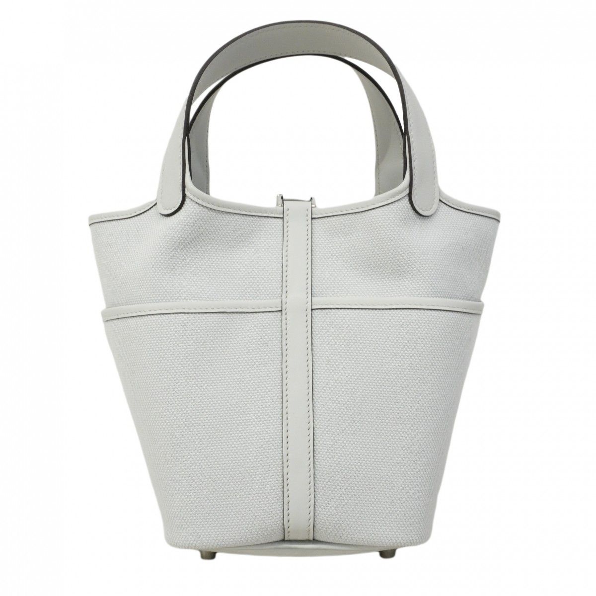 Hermes Handbag Picotin Lock Cargo PM Swift Toile Elan Gray Platinum Silver — view 7