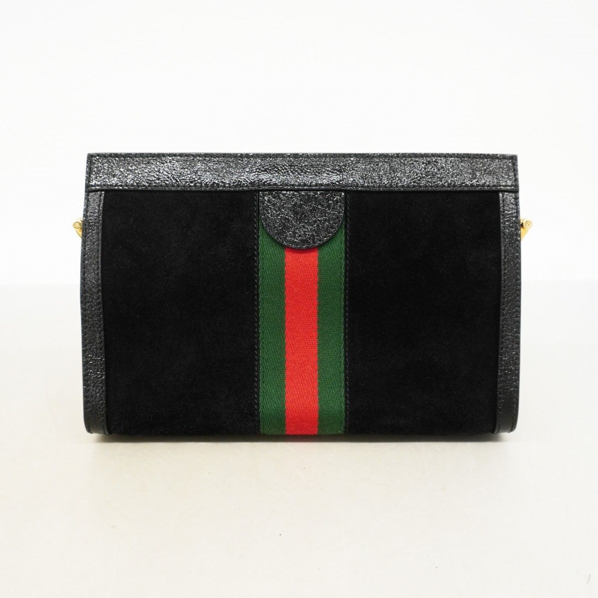 Gucci Shoulder Bag Ophidia Suede Black Gold — view 8