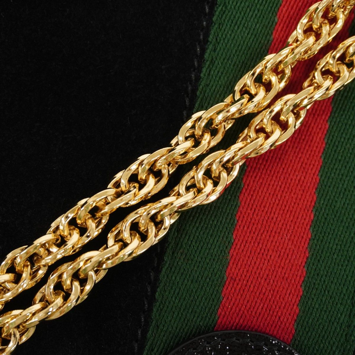 Gucci Shoulder Bag Ophidia Suede Black Gold — view 7