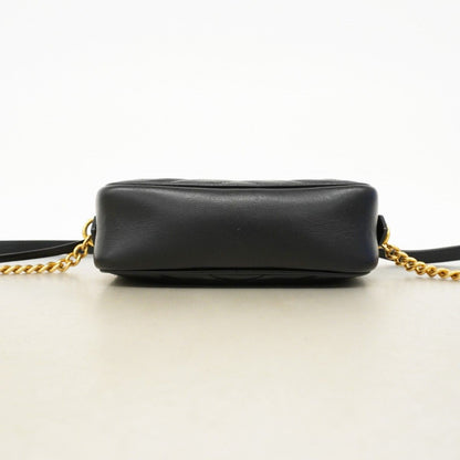 Gucci Shoulder Bag GG Marmont Leather Black Gold — view 3