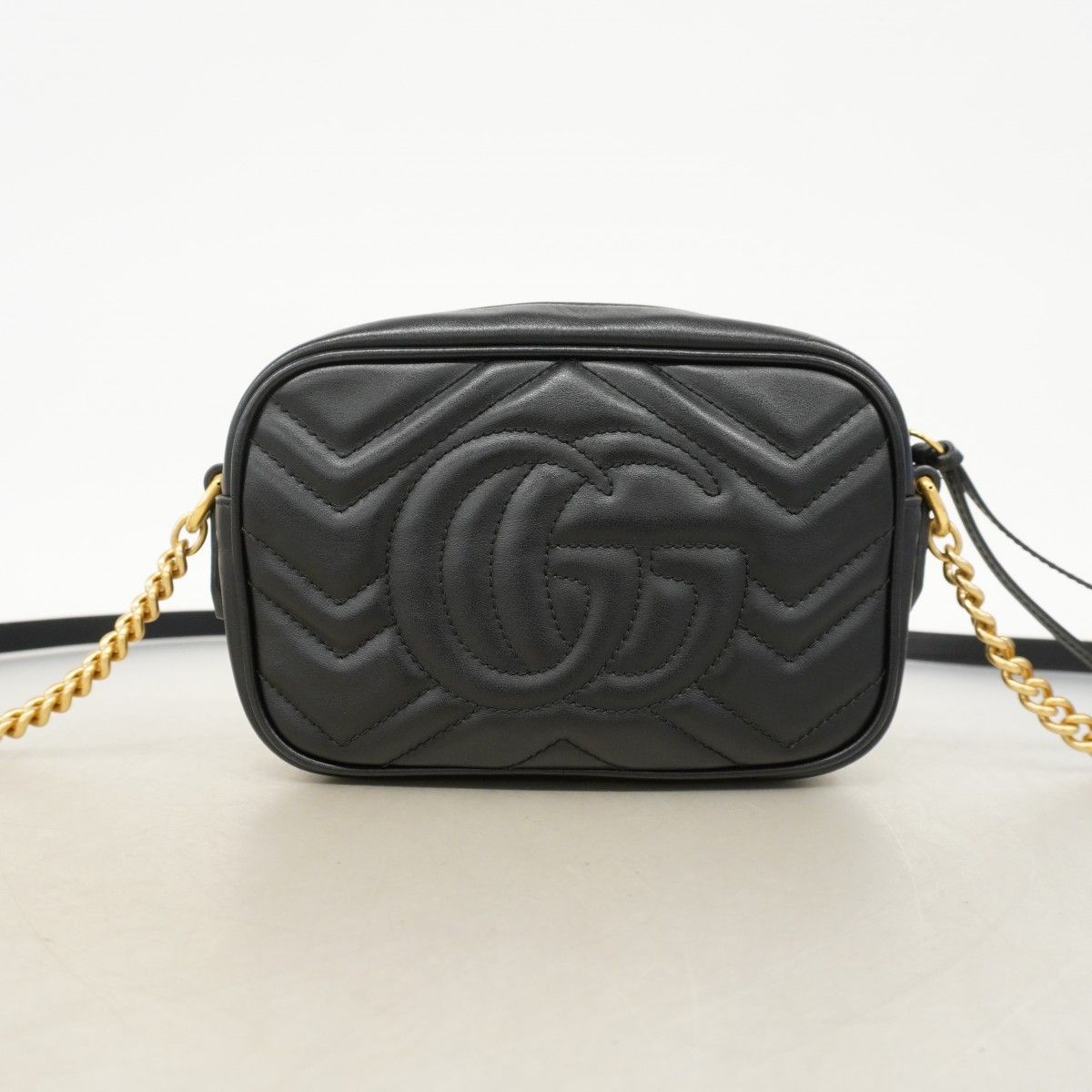 Gucci Shoulder Bag GG Marmont Leather Black Gold — view 8