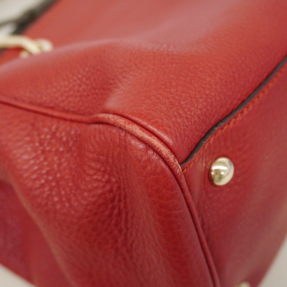 Gucci Handbag Bamboo Leather Red Gold 2-Way Bag — view 6