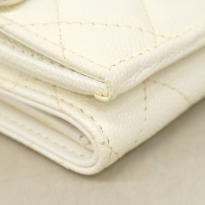 Chanel Trifold Wallet Quilted Caviar Leather White Champagne Gold — view 5