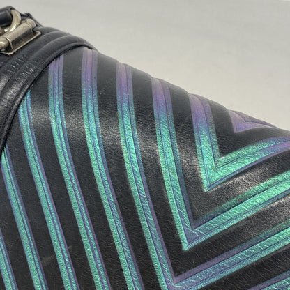 Chanel Shoulder Bag Lambskin Black Green Silver — view 7